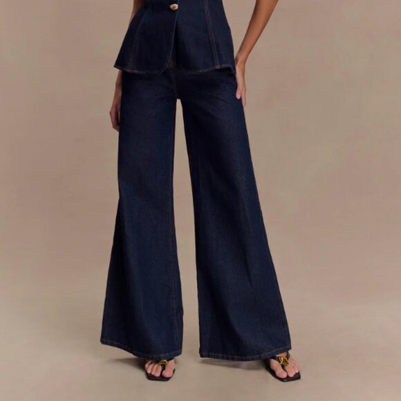 NWT Meshki - Jen Wide Leg Flare Denim Jeans XS/S - Picture 1 of 6